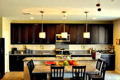 Bright kitchen with fruits on the counter