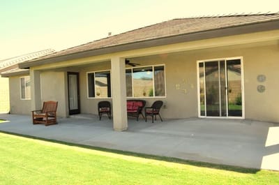 Outdoor seating area of a residential building.