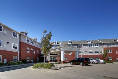 Exterior view of Evergreen Living facility entrance