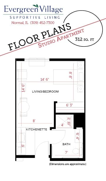 Floor plan for a studio apartment.