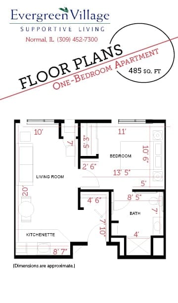 Floor plan of a one-bedroom apartment