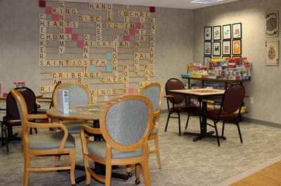 Common area with game tables and seating