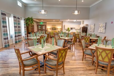 Bright dining room set for a meal with elegant decor