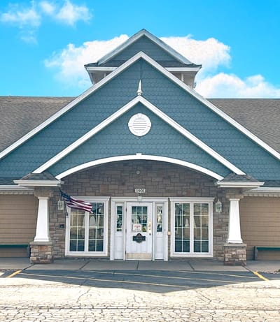 Exterior view of Allouez Senior Living Village entrance