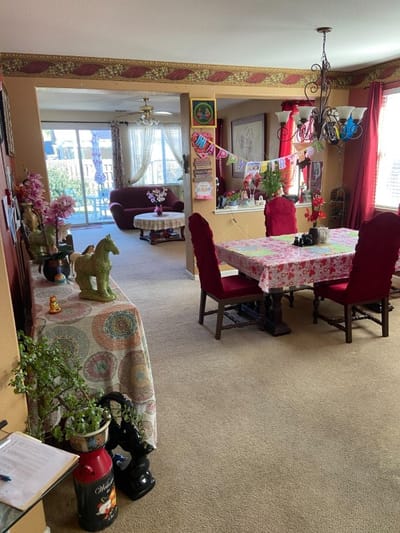 Bright common area decorated for a celebration