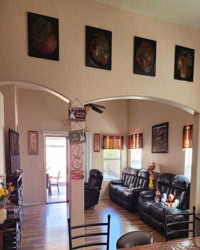 Cozy common area with comfortable seating and decorations