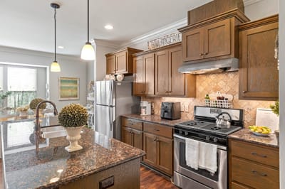 Spacious kitchen in a senior living facility