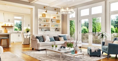 Bright common area with elegant decor and natural light