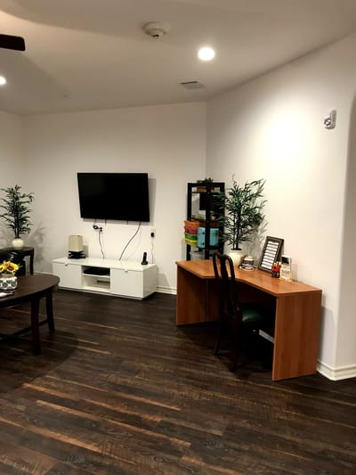 Modern living room in a senior residence