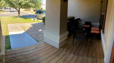 Outdoor porch with seating area