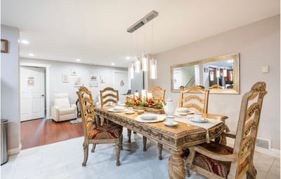 Dining area with a decorative table setting