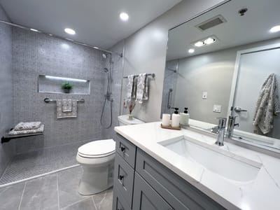 Modern bathroom with a stylish design and amenities