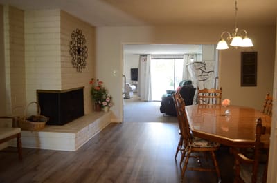 Interior dining area with a table and chairs