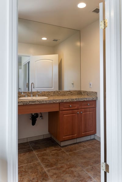 Modern bathroom with a granite countertop