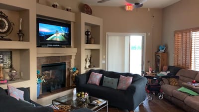 Cozy common area with a resident resting.