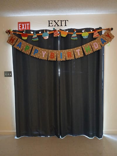 Birthday decoration with a cheerful banner