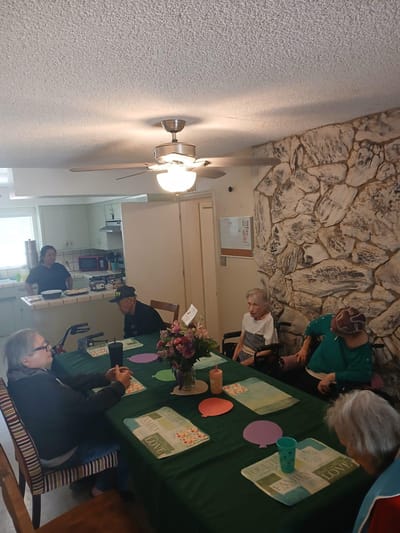 Residents gathered in a common area.