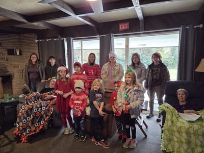 Residents and staff gathered for a holiday celebration.