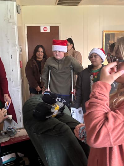 Residents participating in a holiday celebration.