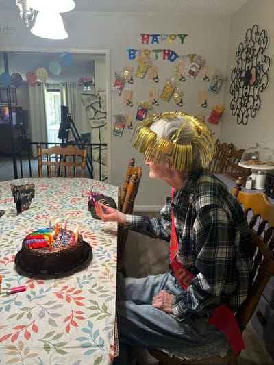 Celebration with a senior resident on their birthday.