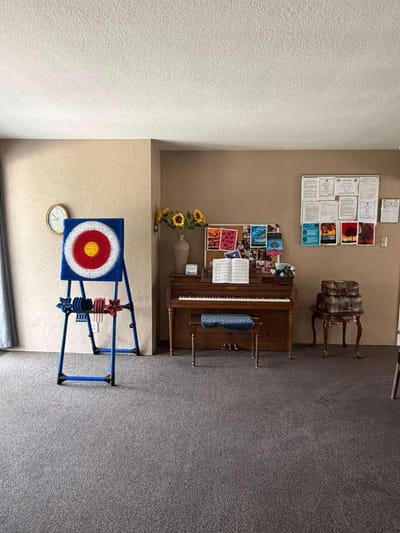 Common area with piano and games