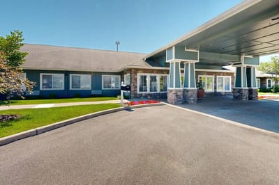 Exterior view of Barathaven Memory Care entrance