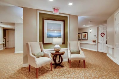 Common area with seating and artwork