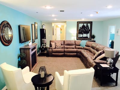 Bright common area with comfortable seating