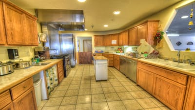 Interior view of a kitchen in a senior living facility