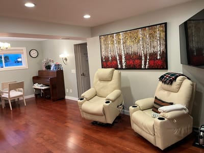 Cozy interior of a common area with seating and decor