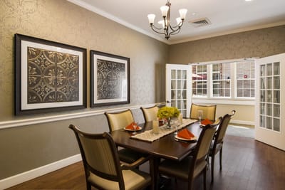 Elegant dining area with a decorative table setting