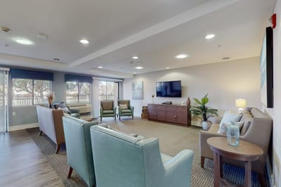 Bright common area with comfortable seating