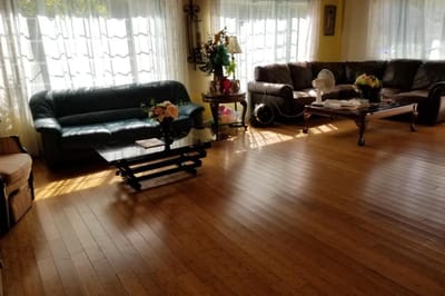 Bright common area with seating and natural light