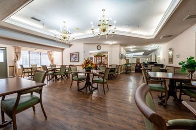 Dining room area with tables and chairs