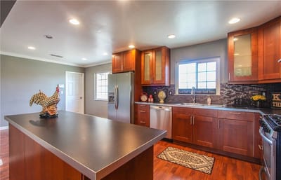 Modern kitchen interior with wooden cabinetry
