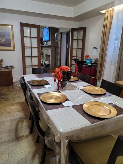 Tastefully set dining table ready for a meal