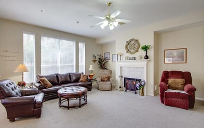 Welcoming common area with comfortable seating and decor