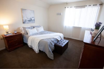 Cozy bedroom with a comfortable bed and decor