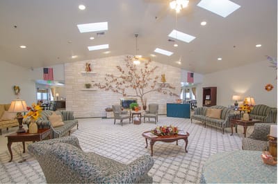 Common area lounge with seating and decor