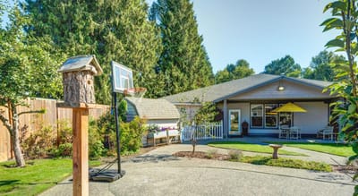 Exterior view of HomePlace Special Care with garden features
