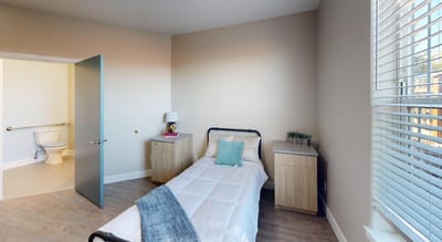 Bright and minimalistic interior of a resident room