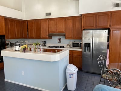 Interior view of a kitchen area in a senior living facility