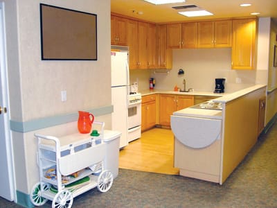 Interior view of a kitchen space in a facility.