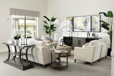 Bright and inviting common area with seating