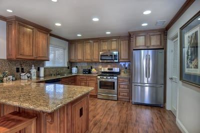 Bright interior kitchen with modern appliances
