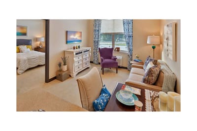 Stylish interior of a resident's room with furniture