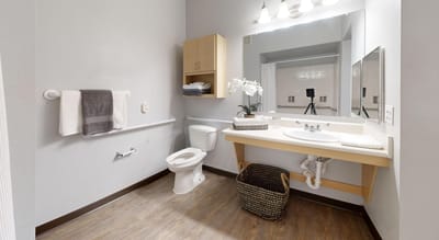 Clean and well-lit resident bathroom interior