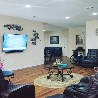 Interior view of a common area in a senior living facility