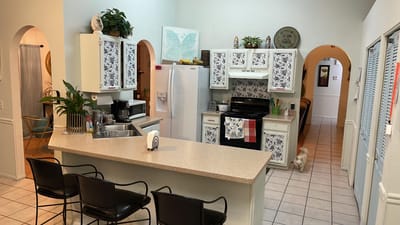 A bright kitchen area in a senior living facility