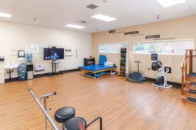Rehabilitation gym with exercise equipment
